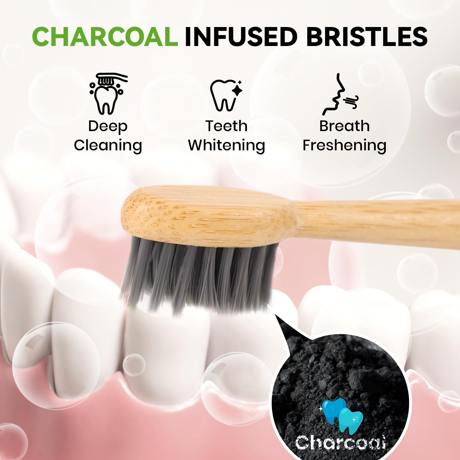 Cabezales de repuesto para cepillo de dientes eléctrico de bambú compatibles con Philips Sonicare con cerdas infundidas de carbón