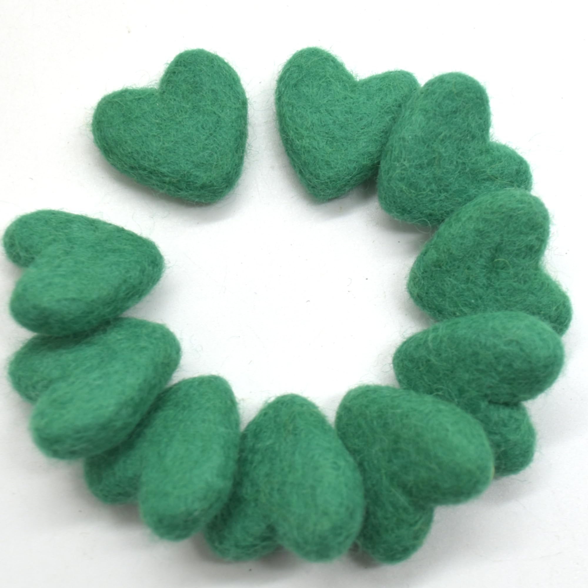 Oriental Direct Forest Green 100% Wool Felt Hearts - 3Cm - 10 Felt Hearts