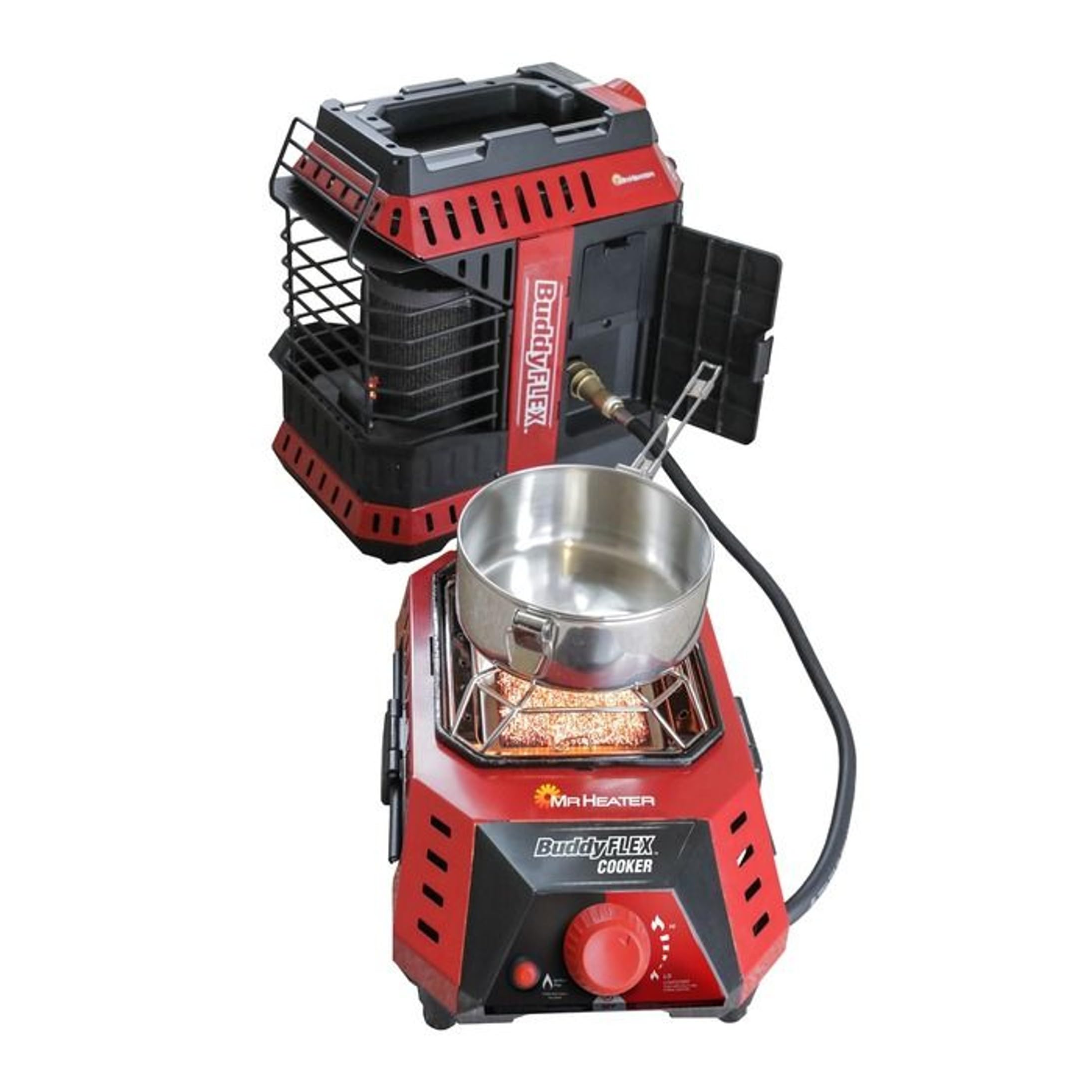 """Mr Heater Buddy FLEX Cooker Tragbarer Outdoor-Gaskocher mit 5000 bis 8000 BTU Infini-Variabler Steuerung, Faser-Mesh-Brenner, Schnellanschlussschlauch und Schlauchaufbewahrung"""