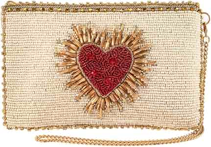 Mary Frances Women's Beaded Crossbody Clutch - Heart & Bird Design, Vegan, With Removable Chain Strap - View #4