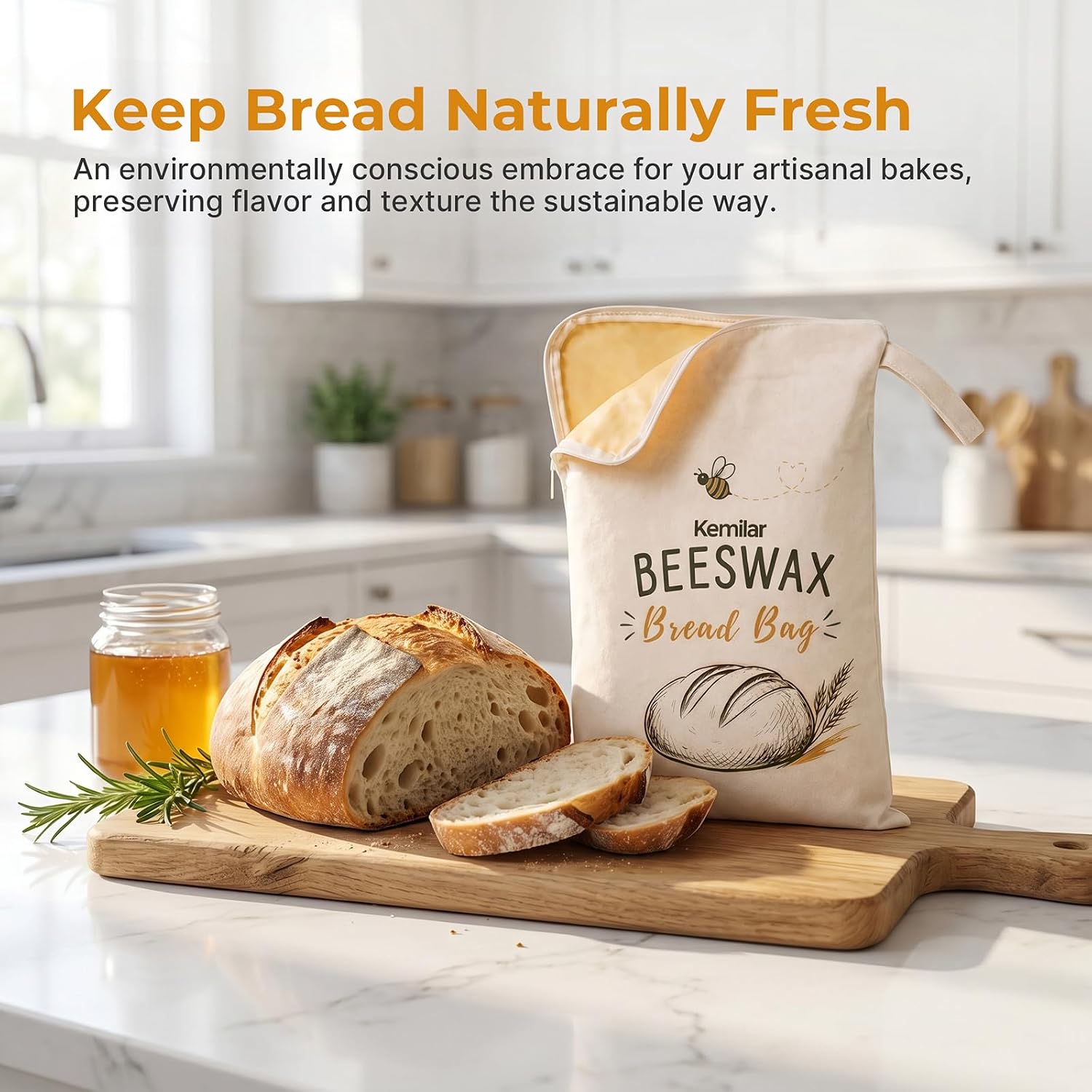 Beeswax Bread Bags for Sourdough 2 Pack Reusable Storage | Breathable linen cotton prevents soggy crusts. Reusable storage ideal for homemade artisan baking and freezer preservation.