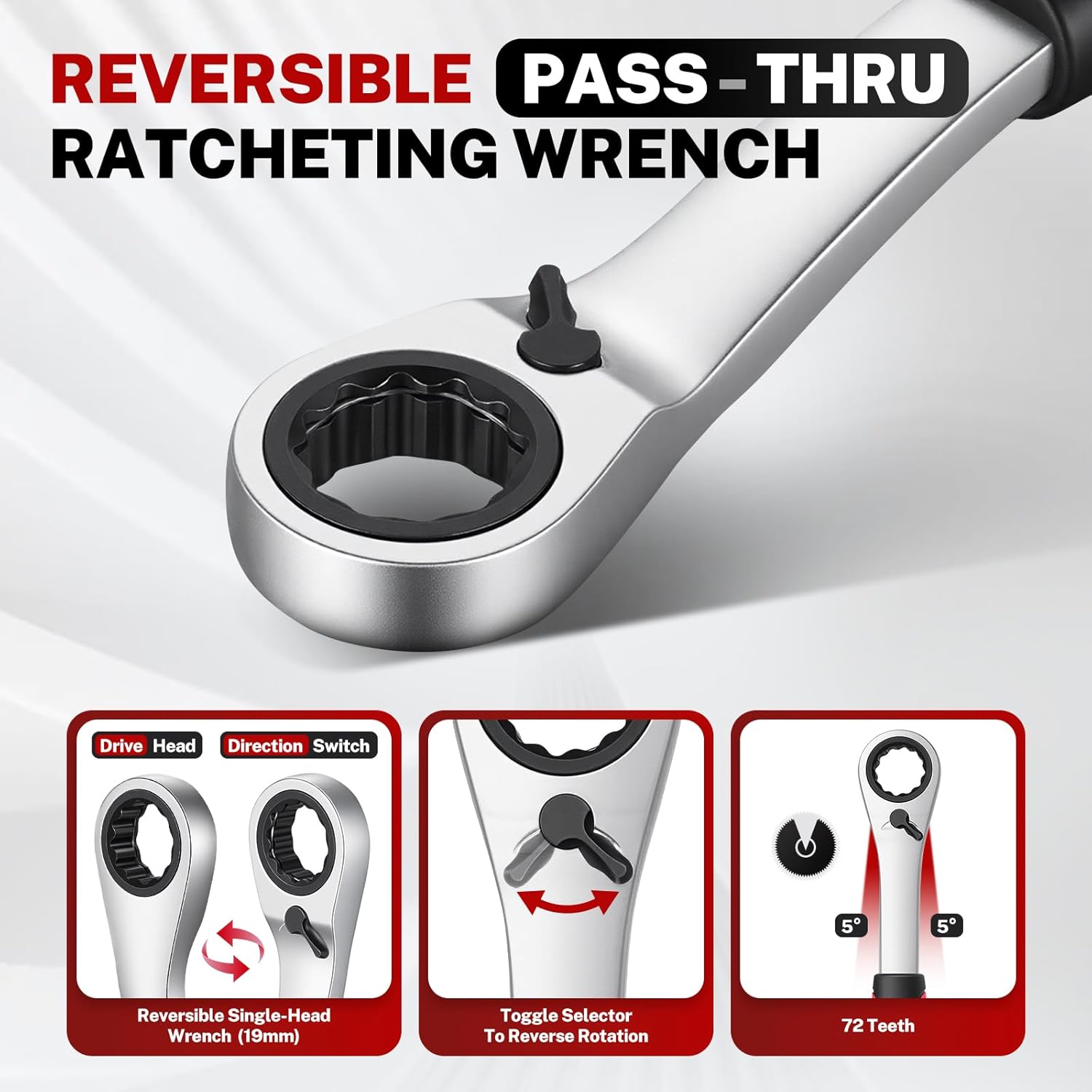 BILITOOLS 17PCS 3/8" & 1/2 Pass Through Socket Set, 2-In-1 Conversion For Standard Ratchet/Pass-Through Ratchet, Pass Thru Go Through Mechanics Tools Set For Hex, Square, E-Torx, Spline