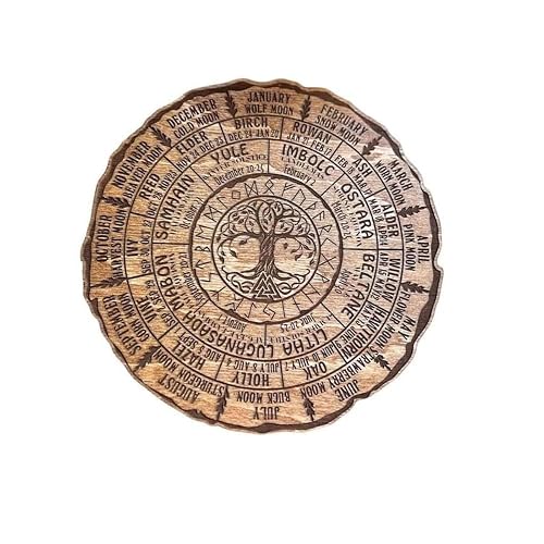 Solvind 20cm Round Wheel of the Year Wood Sign with