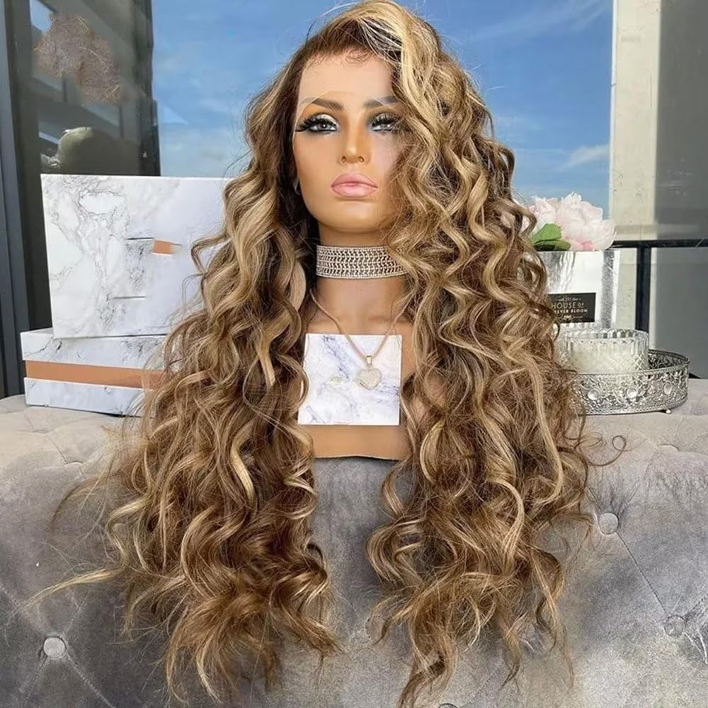 Blonde Mix Loose waves Soft Lacefront Wigs Light 613 Blonde Lace Front Wig Human Hair Mix Wavy - Etsy main image 2