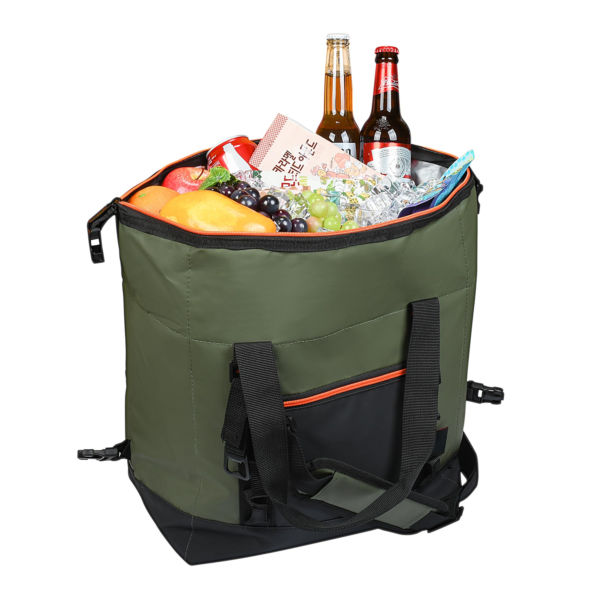 30 Cans Insulated Cooler Bag, Collapsible Leakproof Outdoor Camping Cooler with Zippered, Reusable Portable Grocery Cooler Bags for Travel, Picnic,