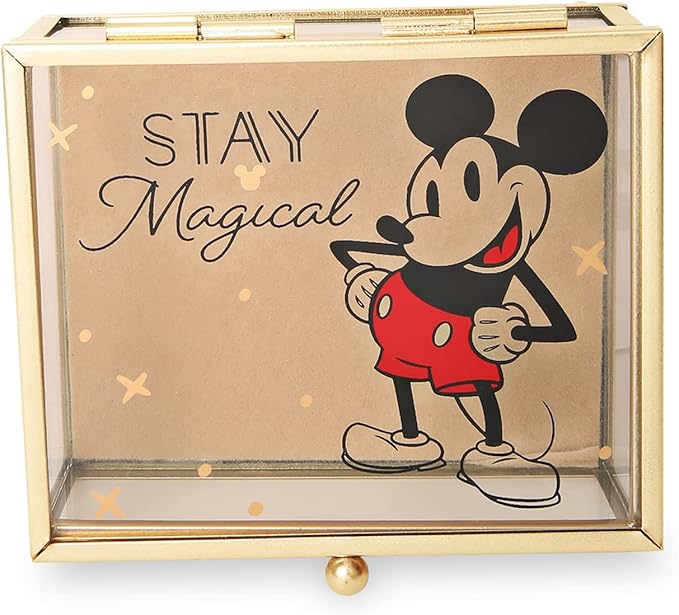 Amazon.com: Disney Mickey Mouse Jewelry Box - Stay Magical Glass Mickey ...