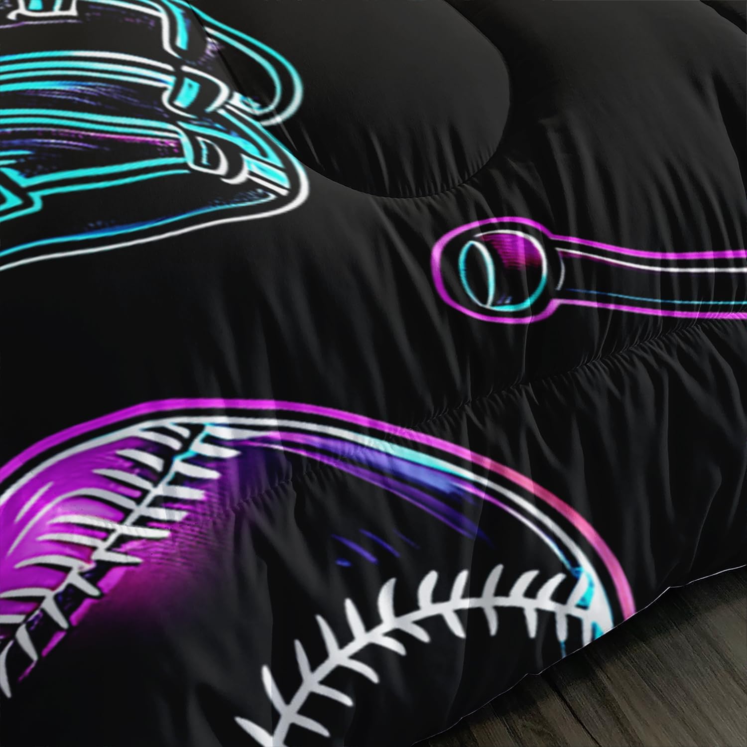 Baseball Sports Theme Comforter Set 3Pcs Twin Sneaker Baseball Bat Gloves Bedding Set for Kid Teen Girl Boy Adult National Sports Games Shoes Quilt Bed Decor with 1 Comforter and 2 Pillowcases