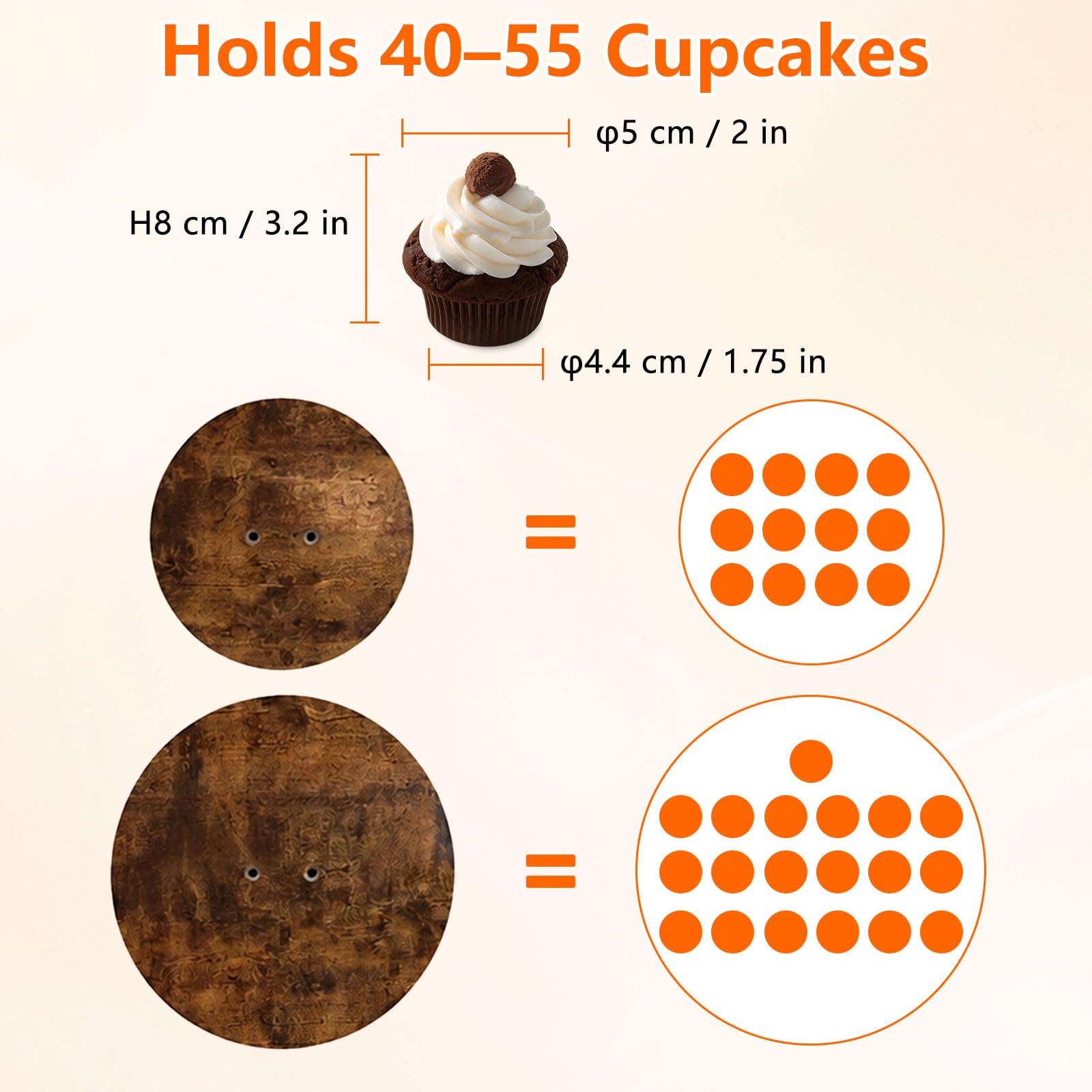 Cupcake-Ständer Aus Holz, Tortenständer 4 Etagen, Um 360° Drehbar, Formschön, Durchmesser 20/30 Cm, Ideal Für Partys, Hochzeiten Und Teepartys