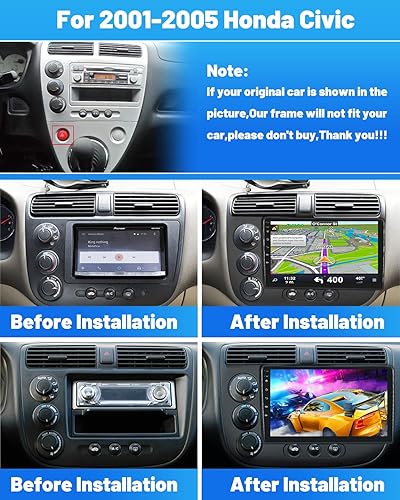 Miniatura 10 de 2G+32G para radio Honda Civic 2001-2005, Hikity Android 11 estéreo inalámbrico Apple Carplay Android Auto, pantalla táctil de 9 pulgadas con