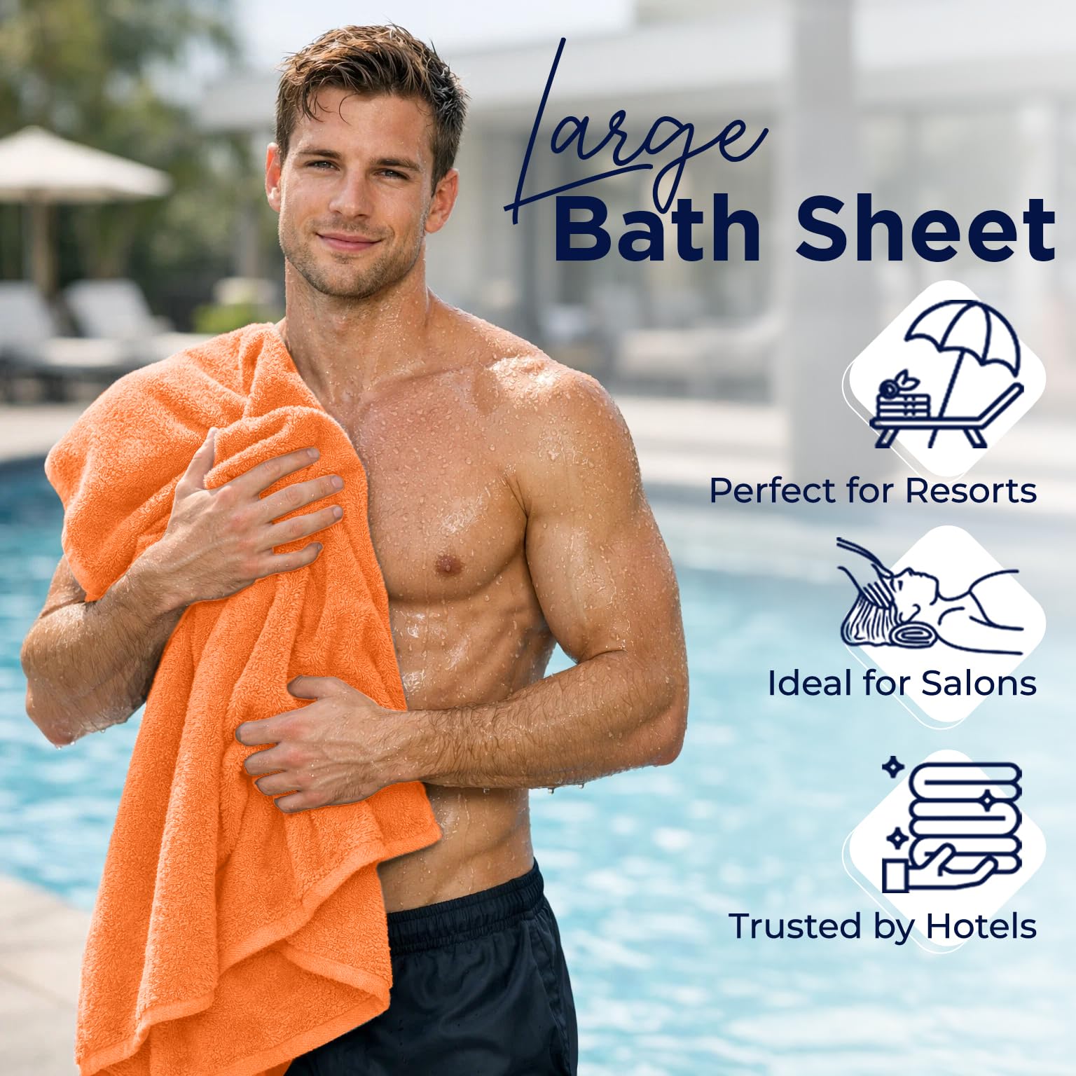 DAN RIVER Set di 2 teli da bagno da 550 g/m², ultra morbidi e altamente assorbenti, 100% cotone, grandi asciugamani da bagno per bagno, casa, hotel, spa, spiaggia, piscina, palestra, 89 x 178 cm