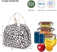 Vista 2 de Bolsa de almuerzo con aislamiento de leopardo para mujeres y niñas, lonchera reutilizable para adultos, niños, escuela, trabajo, viajes
