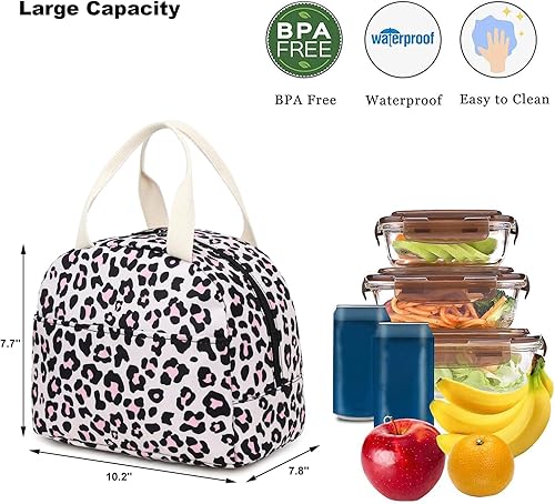 Miniatura 2 de Bolsa de almuerzo con aislamiento de leopardo para mujeres y niñas, lonchera reutilizable para adultos, niños, escuela, trabajo, viajes