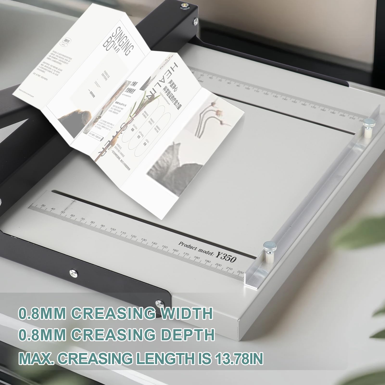 Manuelle Papierfalte 34 cm Falzmaschine mit erweitertem Positionierungsblock, Papierordner, Faltmaschine für Papierbuchumschläge, Karton, Broschüren, Einladungen