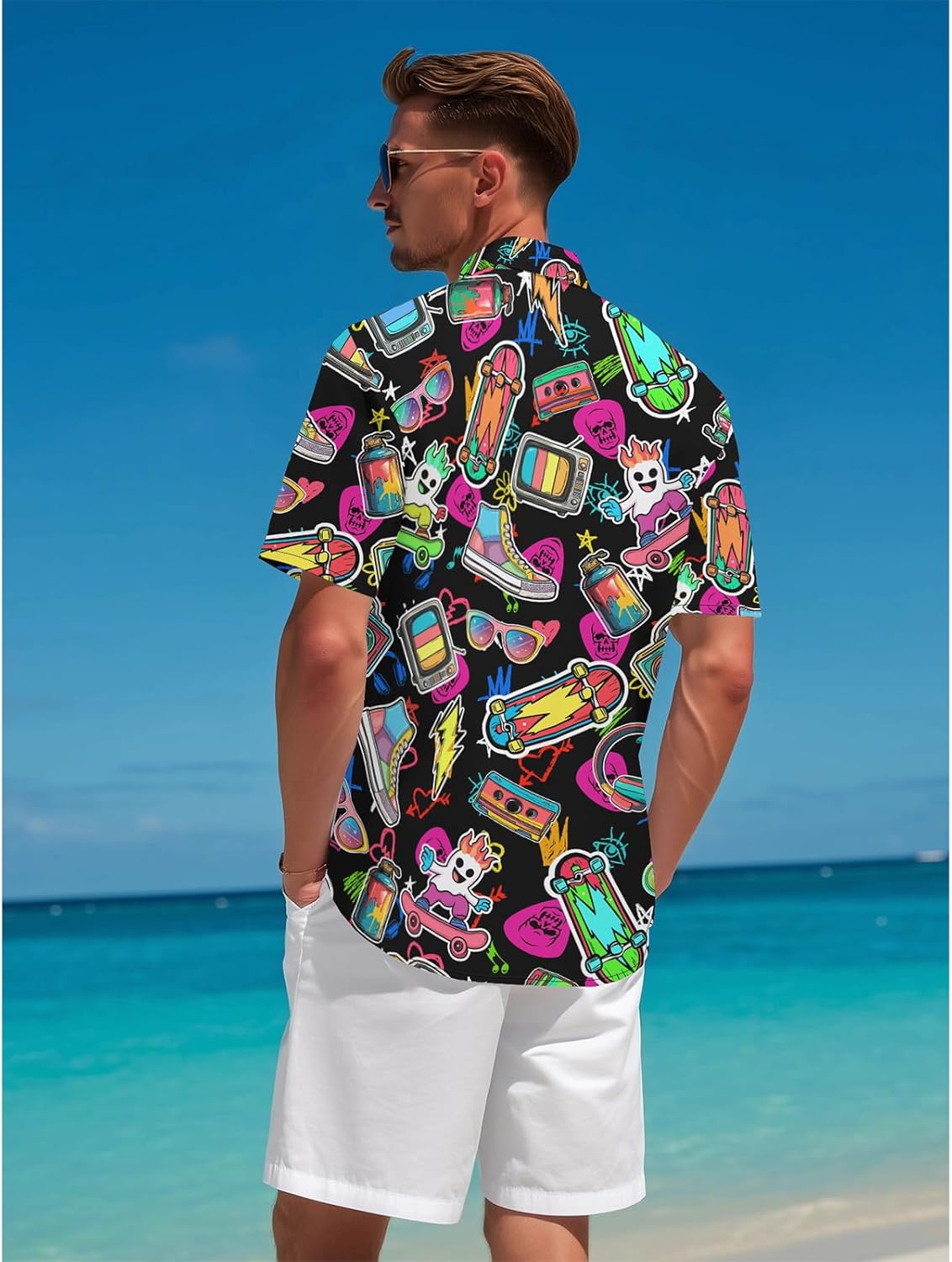 Funny Hawaiian Shirt for Men Novelty Graphic Print Casual Beach Party Vacation Short Sleeve Button Down Shirt Unisex - Image 3