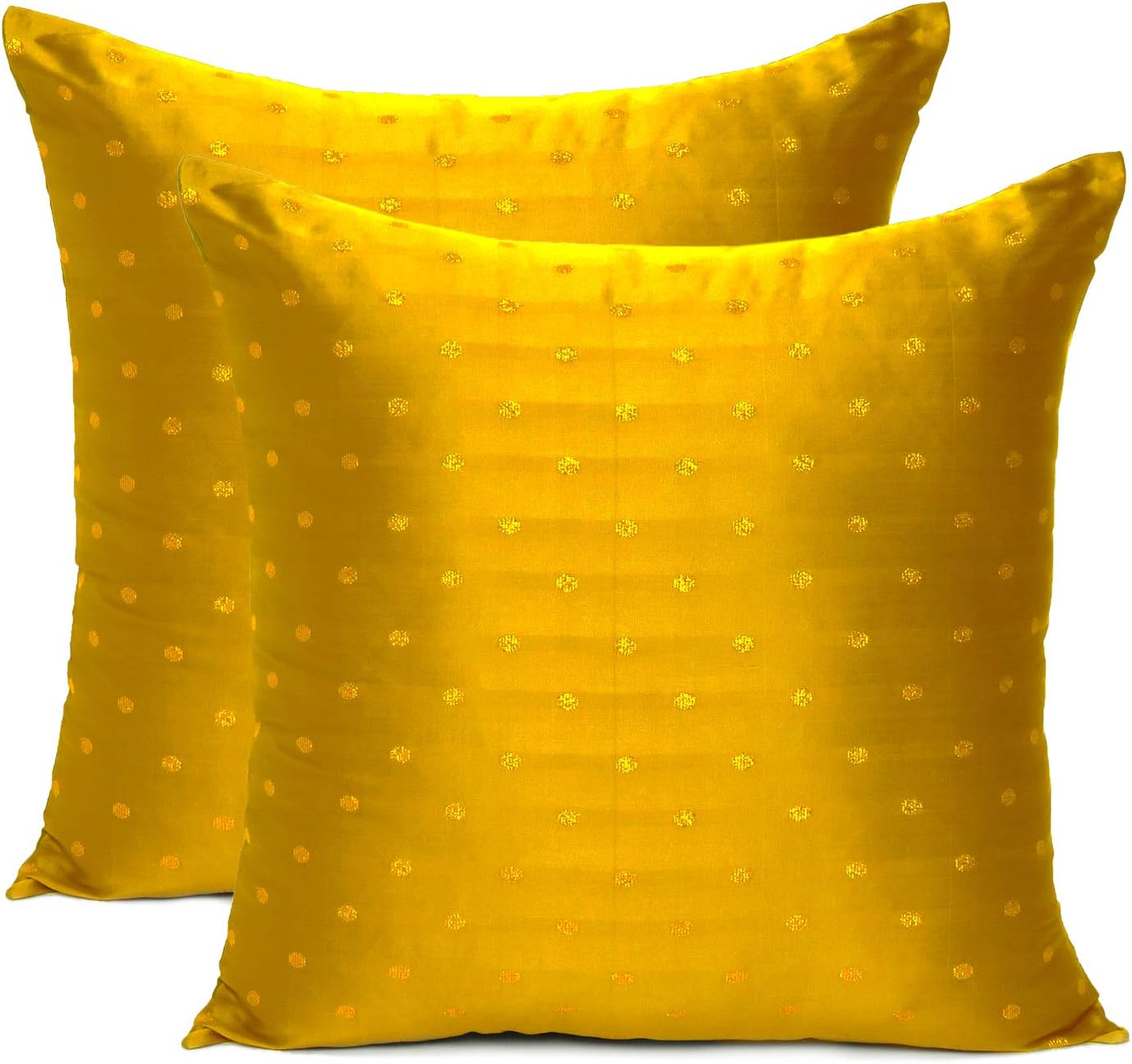 Oussum Art Silk Pillow Cover Cushion Cover Sofa Waist Throw Pillow Case Home Decor Set of 2 (Yellow Cushion Cover, 16x16)