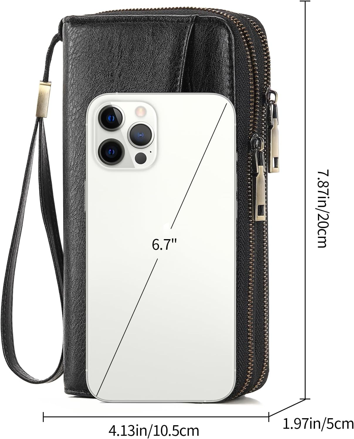 GAEKEAO Womens Wallet Large Capacity Double Zipper Ladies Card Phone Holder RFID Blocking Leather Clutch Wristlet Grip Strap - Image 5