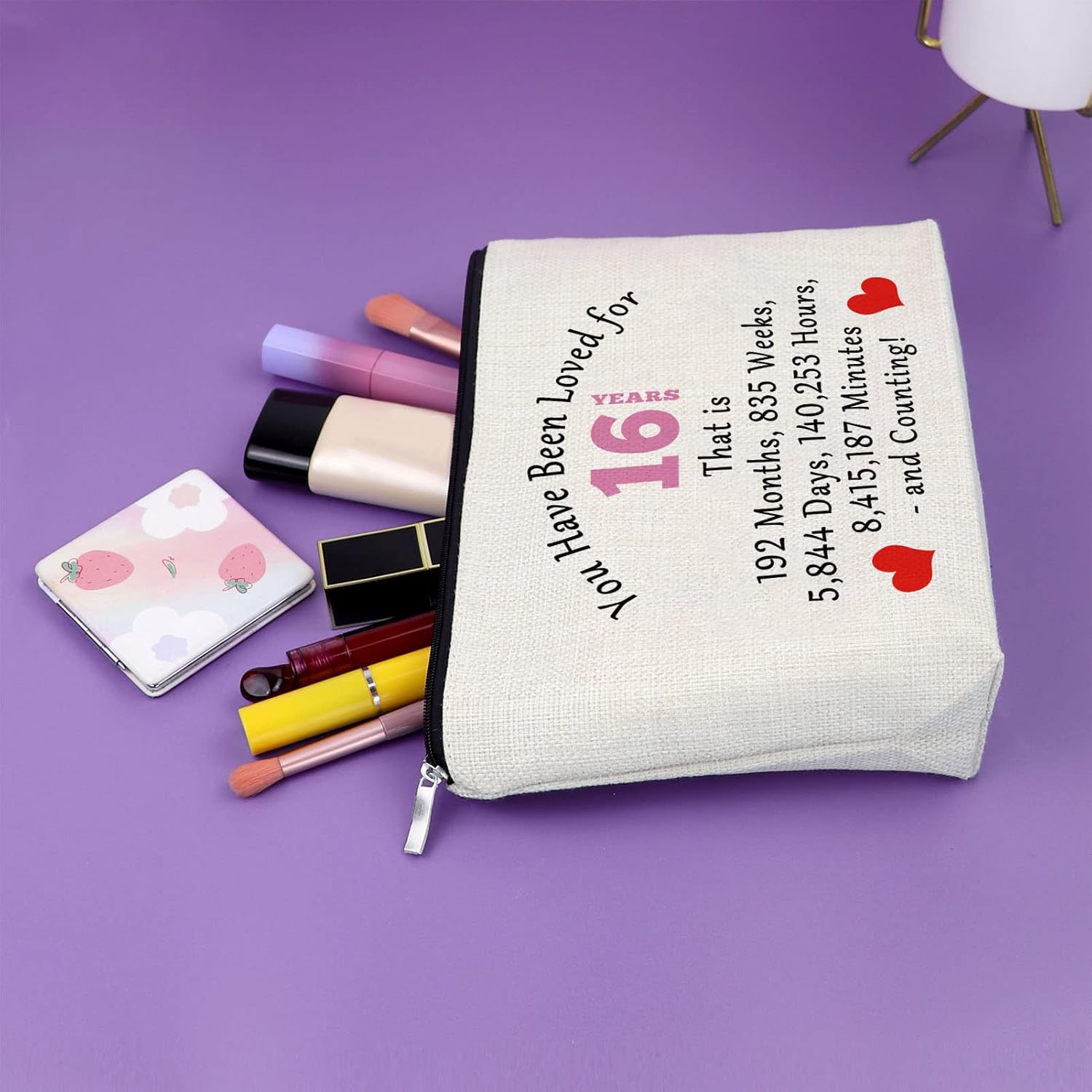 Sazuwu 16th Birthday Gifts for Girls from Mom Makeup Bag Birthday Gifts for 16 Year Old Girls Cosmetic Bag Sweet 16 Gifts for Girls Born 2008 Gifts for Granddaughter Turning 16 Travel Pouch - Image 5