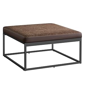 SONGMICS HOME Luiz Colección - Mesa de Centro Cuadrada, Mesa de Salón, Tablero Reversible, Mesa Auxiliar, Taburete, Minimalista, Marco de Acero, Carga de 300 kg, para Salón, Marrón Nogal LOM077K01