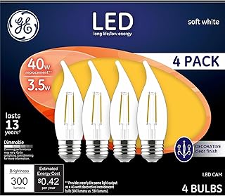 LED Light Bulbs, 40 Watt, Soft White, Decorative Bulbs, Clear, Medium Base (4 Pack)