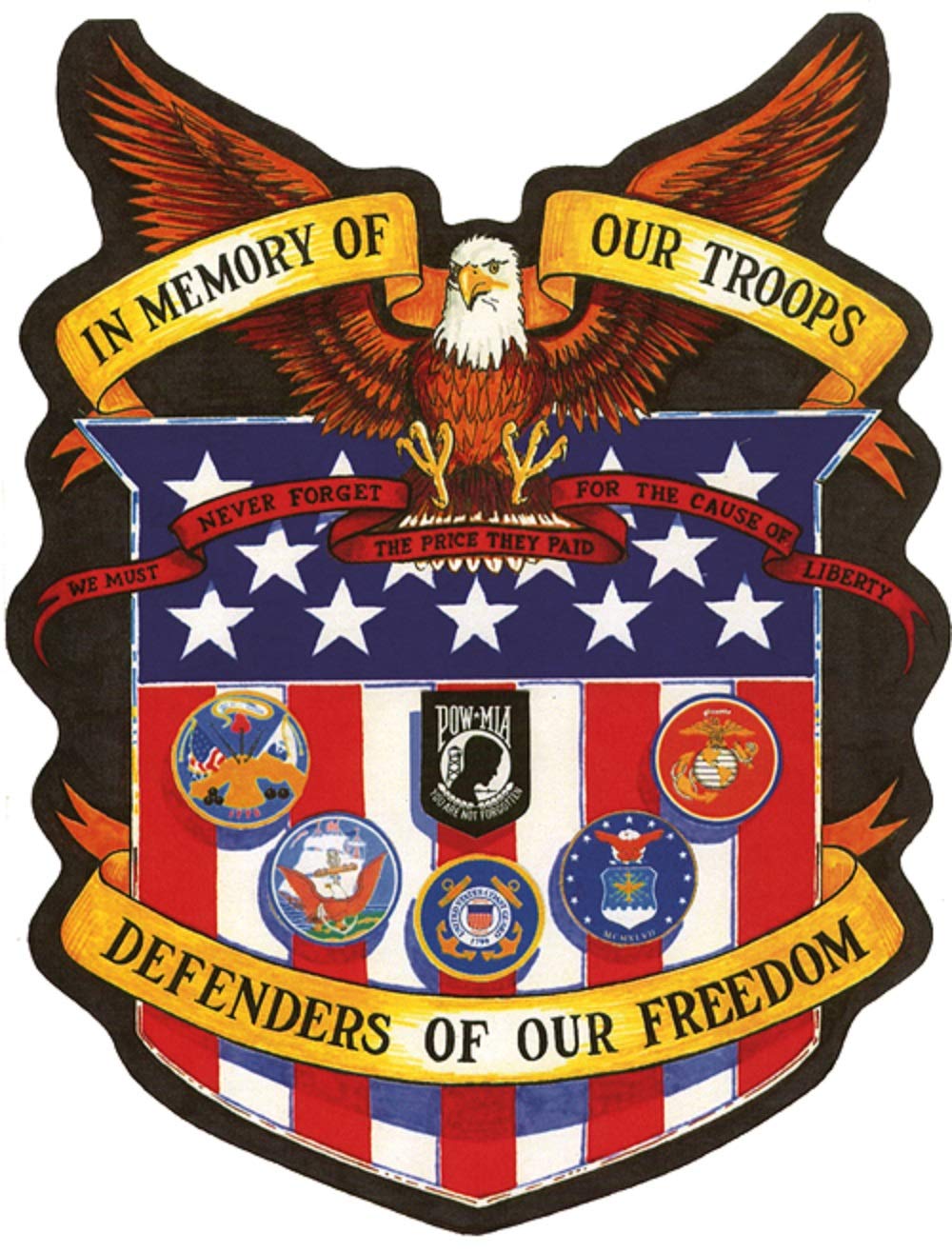 In Memory of Our Troops Defenders Of Freedom Large Motorcycle Vest Patch