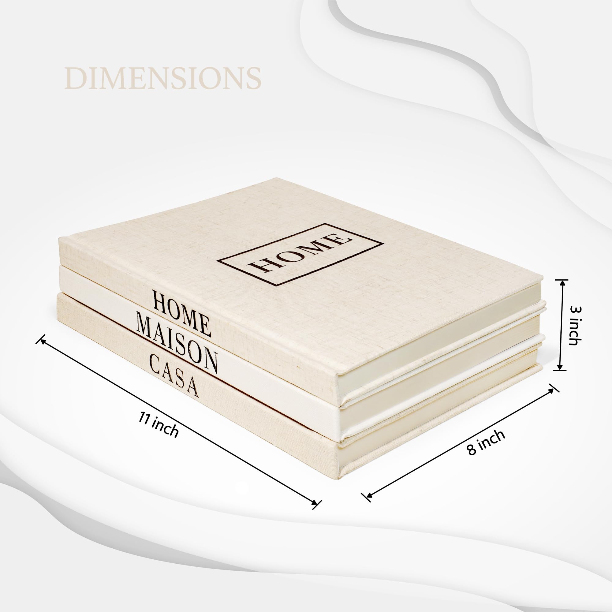 Set di 3 libri decorativi in tessuto di lino neutro
