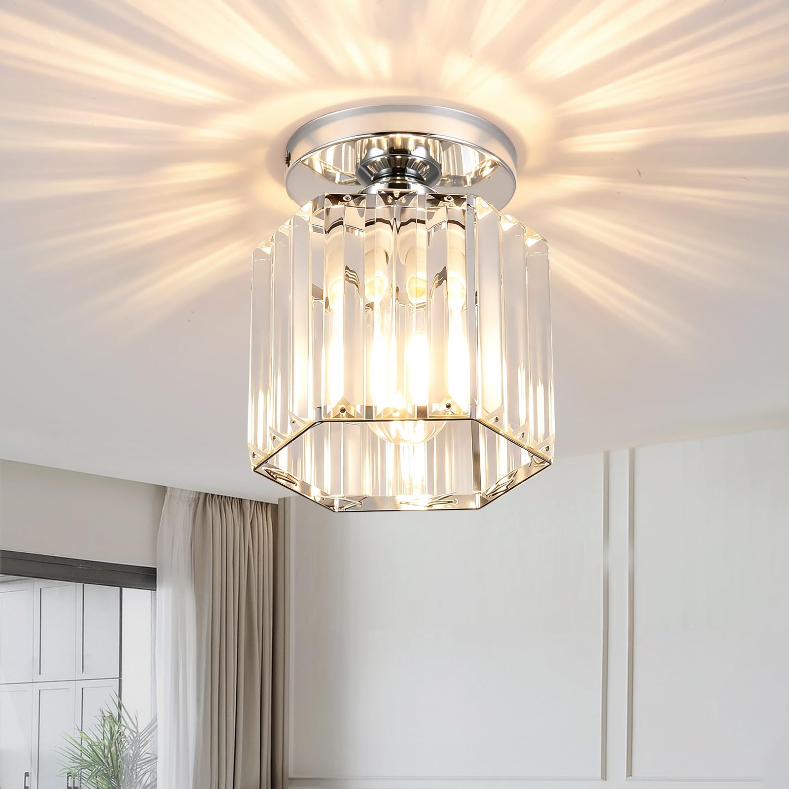MingluYYDS Mini Crystal Ceiling Lamp，Close-to-Ceiling Lights for Small Room