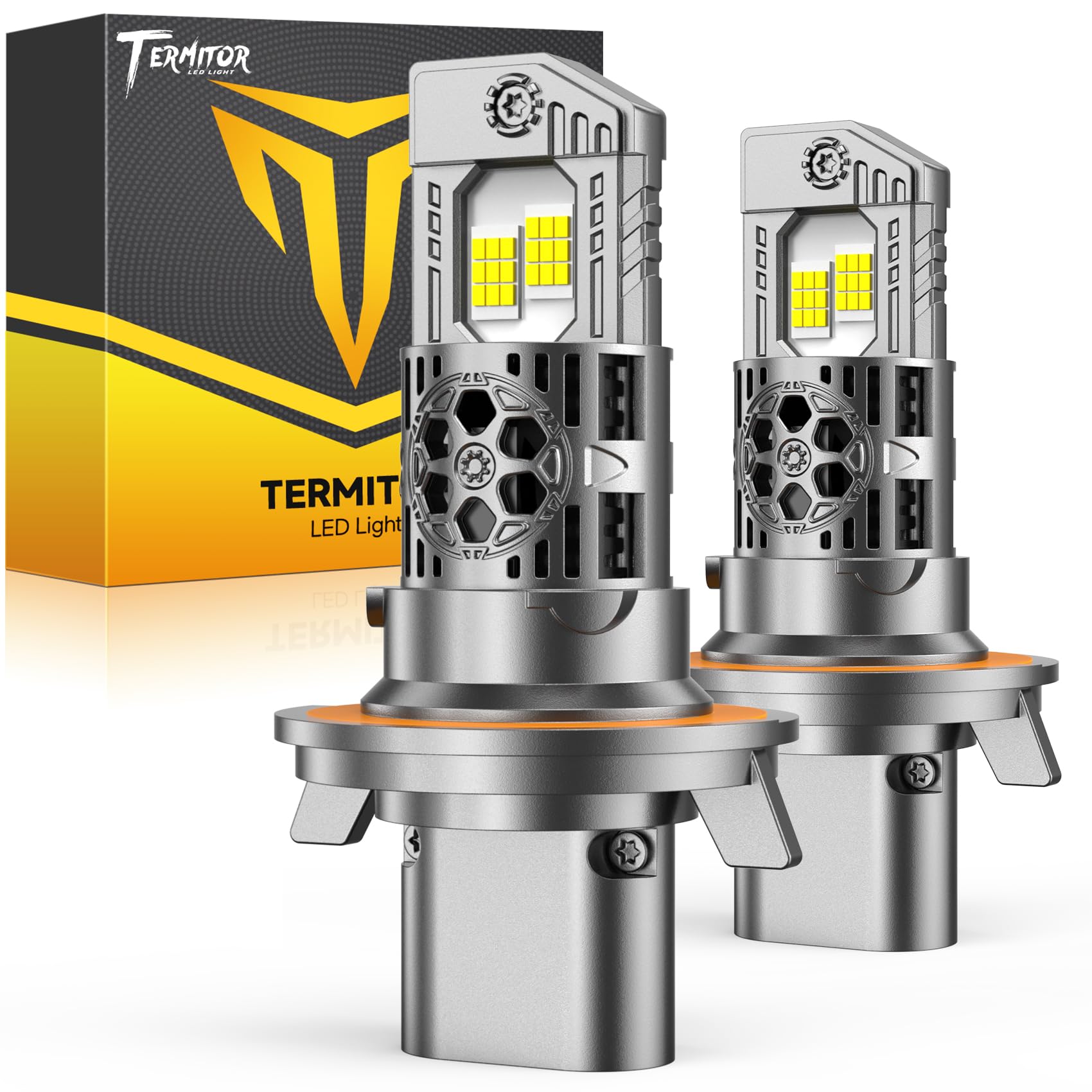 Termitor 2026 Upgraded H13/9008 Light Bulbs High/Low Beam, 130,000LM 19X Brighter, 6500K White Super Bright, 1:1 9008 Mini Size Electronic Flashers, Plug &amp; Play Canbus Ready, Pack of 2.