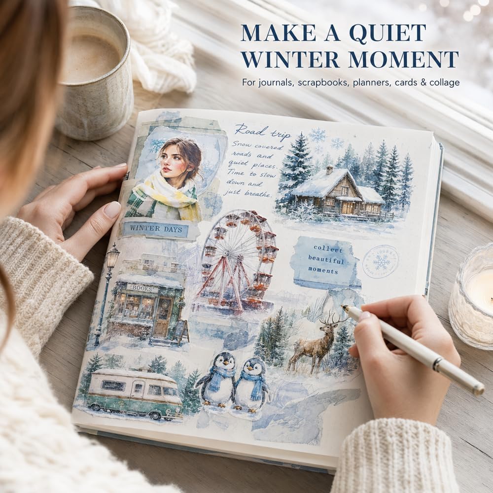 Winter Stickers for Journaling, 430 Pcs Transparent PET Set image 2