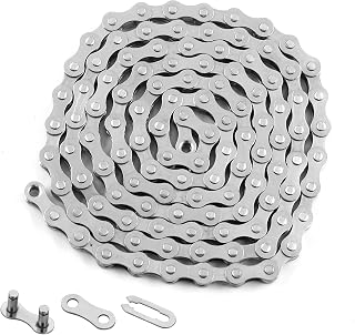 Waziaqoc Single Speed Bike Chain 114 Links 1/2" x 1/8" Carbon Steel - Rust-Proof, Wear-Resistant Replacement for Road & MTB
