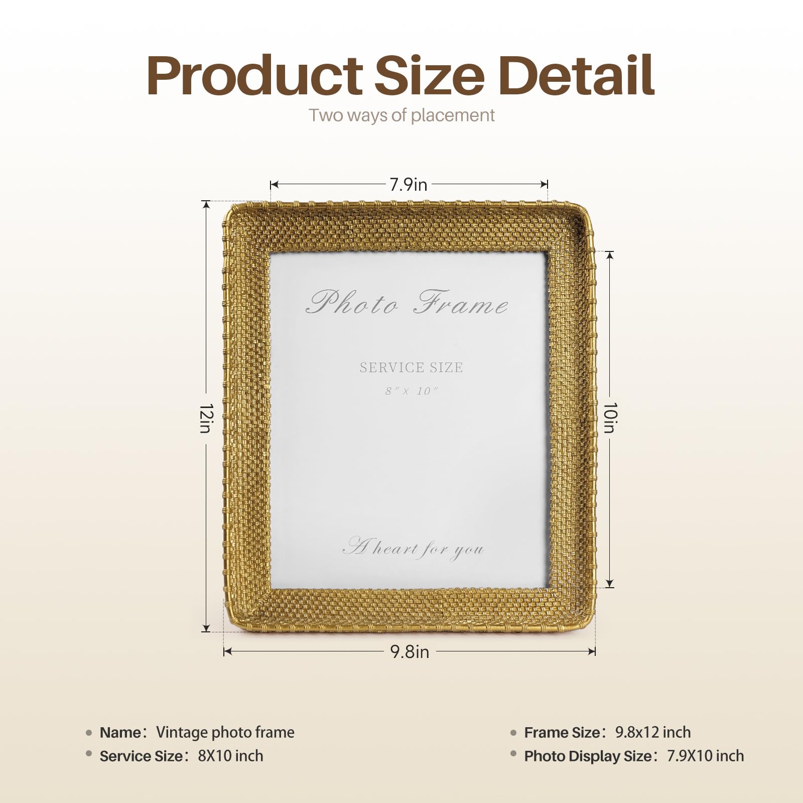 Amazon.com - Cuspin 8x10 Picture Frame Gold, Vintage Gold Frames