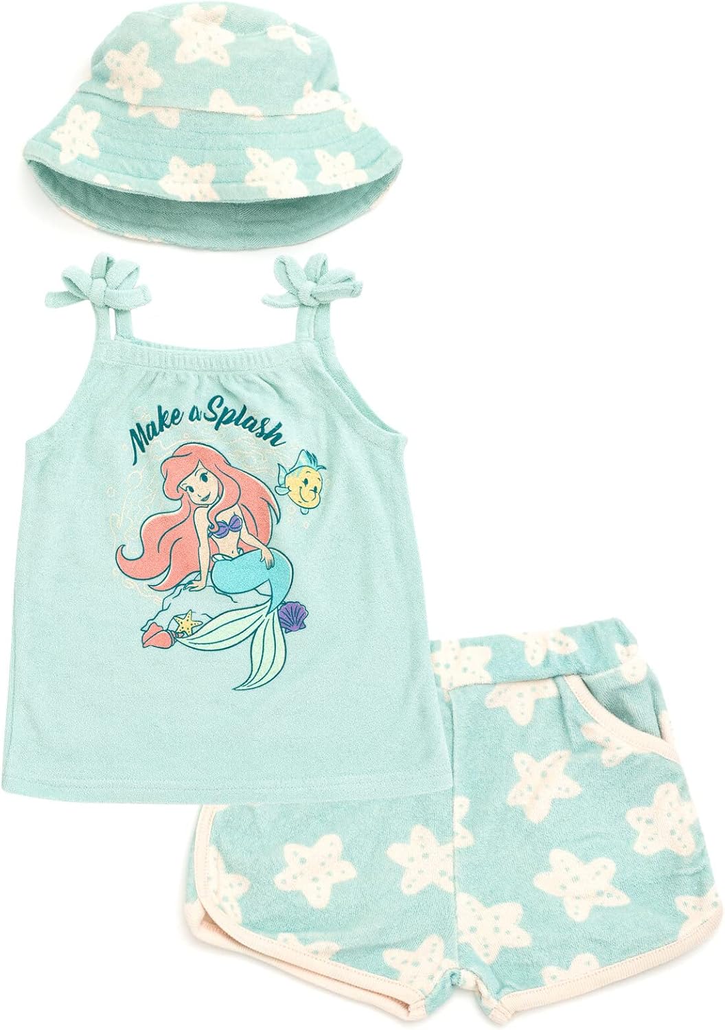 Disney Baby Girls Loop Terry Tank Top, Shorts and Hat 3 Piece Outfit Set Newborn to Infant Sizes (0–24 Months)