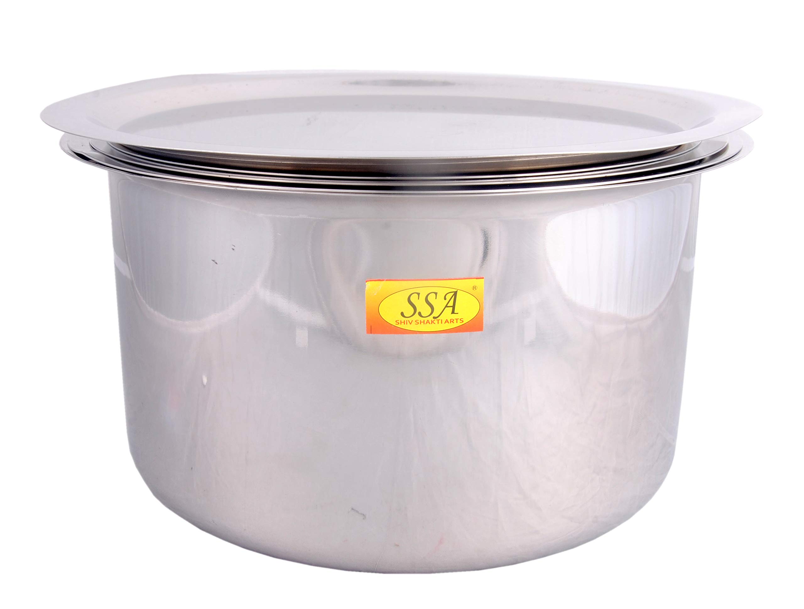 Shiv Shakti Arts® Stainless Steel Bhagoni/Tope/Patila Set with Lid & Induction Bottom Serving & Cooking Food - Heavy-22 Gauge - (Big, Set of 4 Bhagoni 3800, 4800, 5800 & 7300 ML) - Image 2 thumbnail
