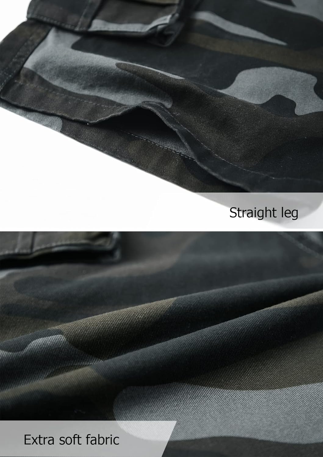 Vcansion Men's Cargo Shorts Casual Cotton Multi-Pockets Elastic Waist Camo Shorts - Image 6