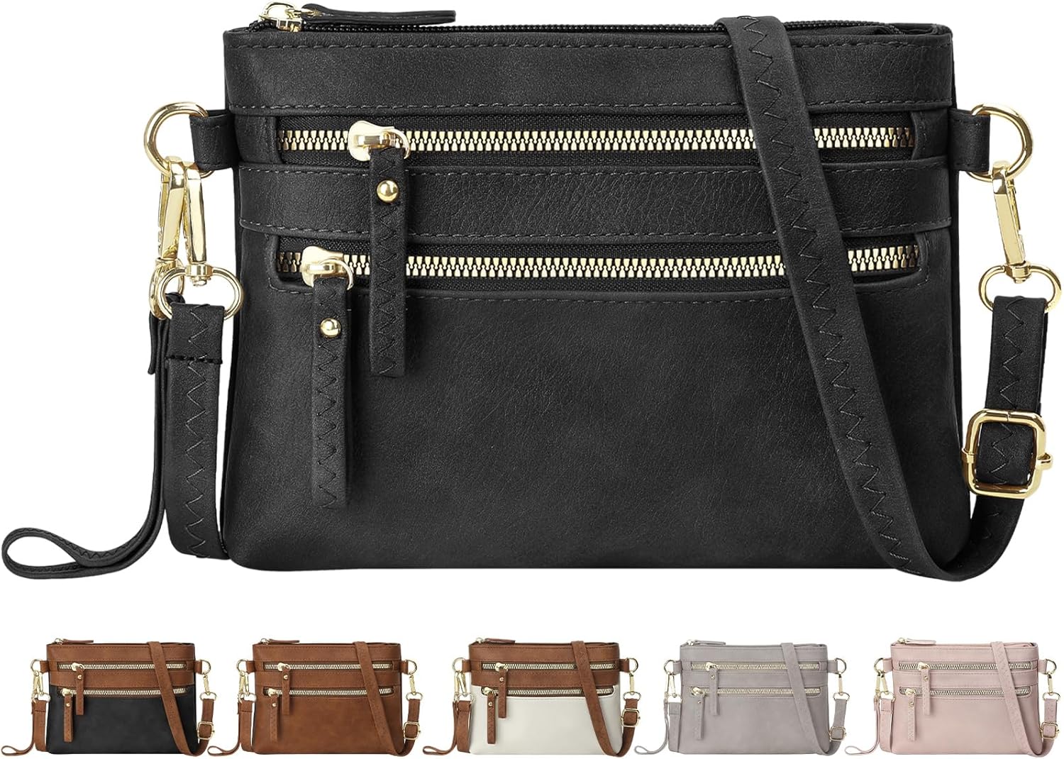 Stylish Wristlet Wallets for Women, Vegan Leather Small Crossbody Bags for Women Travel Wristlet Purse Clutch Handbags