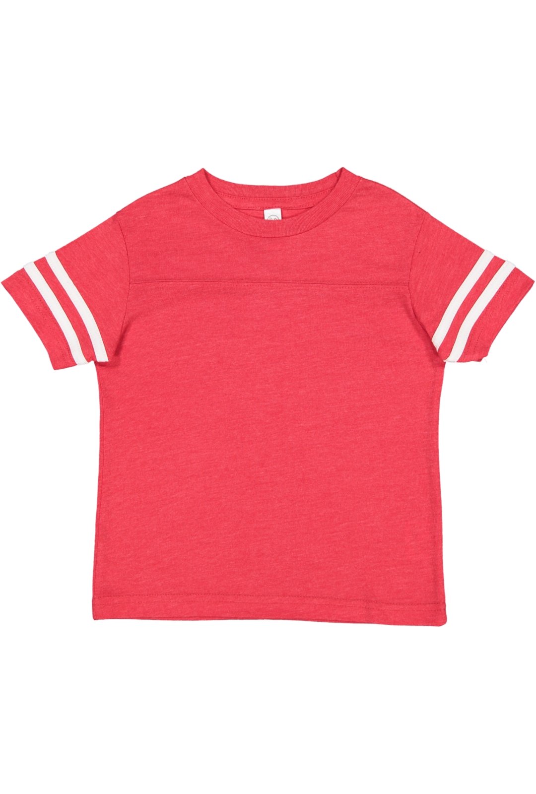 RABBIT SKINS Toddler Fine Jersey Short Sleeve Football Tee, Vintage Red/Blended White, 3T