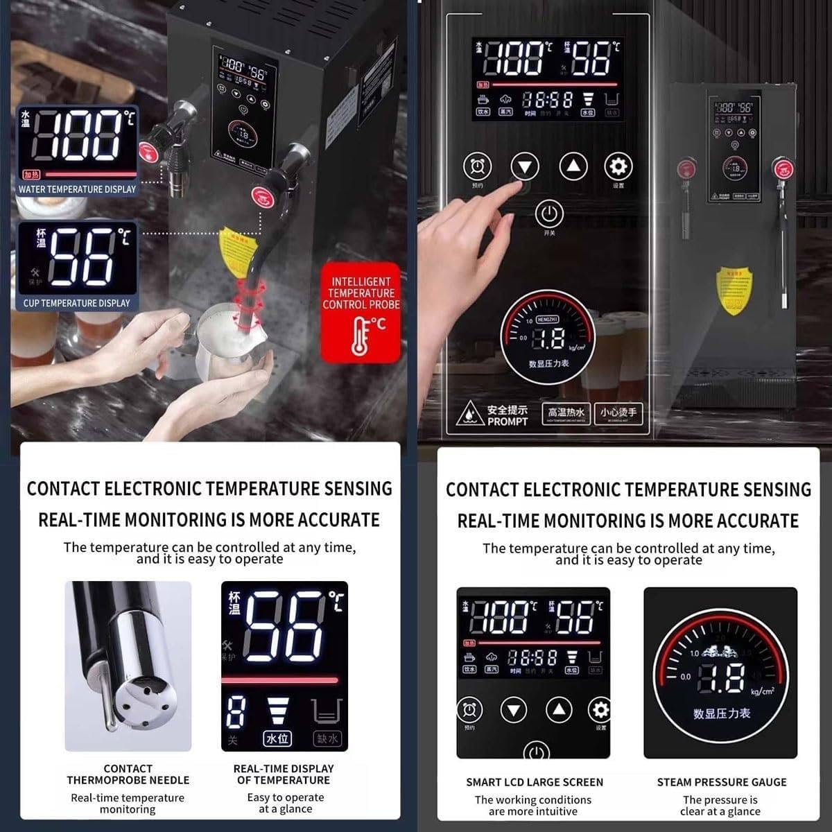 Montalatte commerciale – Pentola a vapore completamente automatica con collegamento a vapore girevole a 360° e controllo preciso della temperatura per caffè e tè bevande