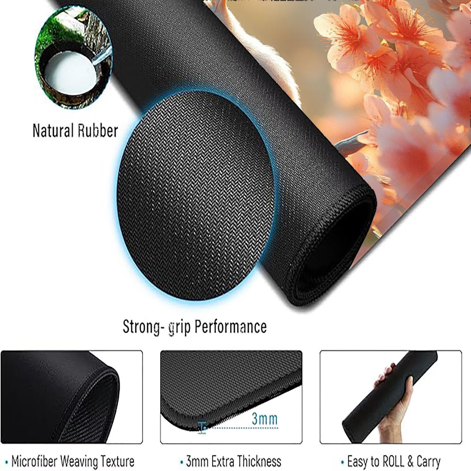 Różowa podkładka pod mysz dla graczy XXL 1400 x 700 mm mata biurkowa podkładka pod mysz kwiaty wodoodporna akcesoria biurowe do gier szyte krawędzie poprawia precyzję i szybkość najlepszy wybór gier