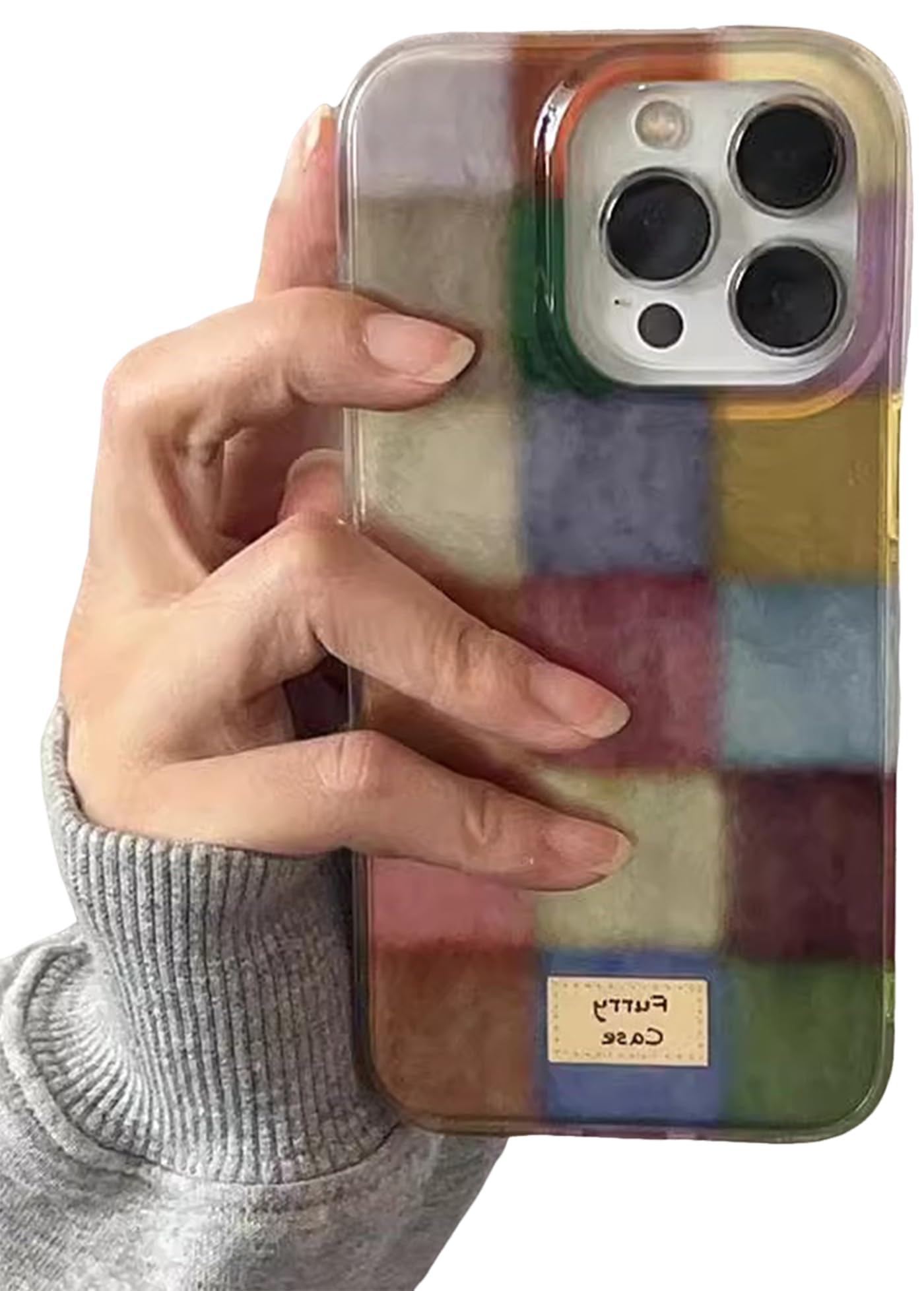 Zrutru Aesthetic Cute Colorful Checkered Phone Case for iPhone SE 2022/SE 2020/8/7 Case Shockproof Design Slim Fit Protective Cover Funda for Women