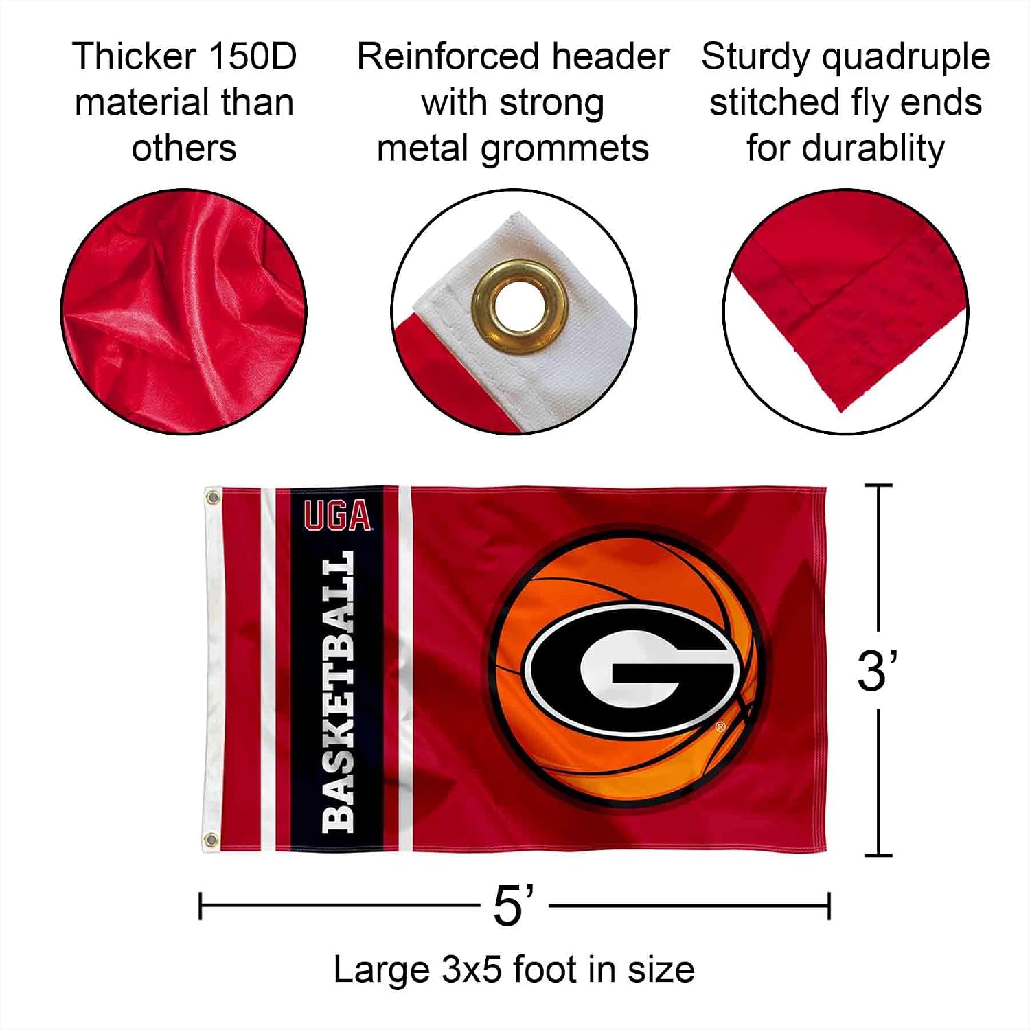 Georgia Bulldogs Basketball 3x5 Grommet Flag