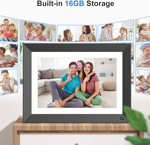 Miniatura 3 de Marco de fotos digital de 32 GB de 17 pulgadas, marco de fotos digital WiFi dual con rotación automática, función completa, comparte fotos y videos