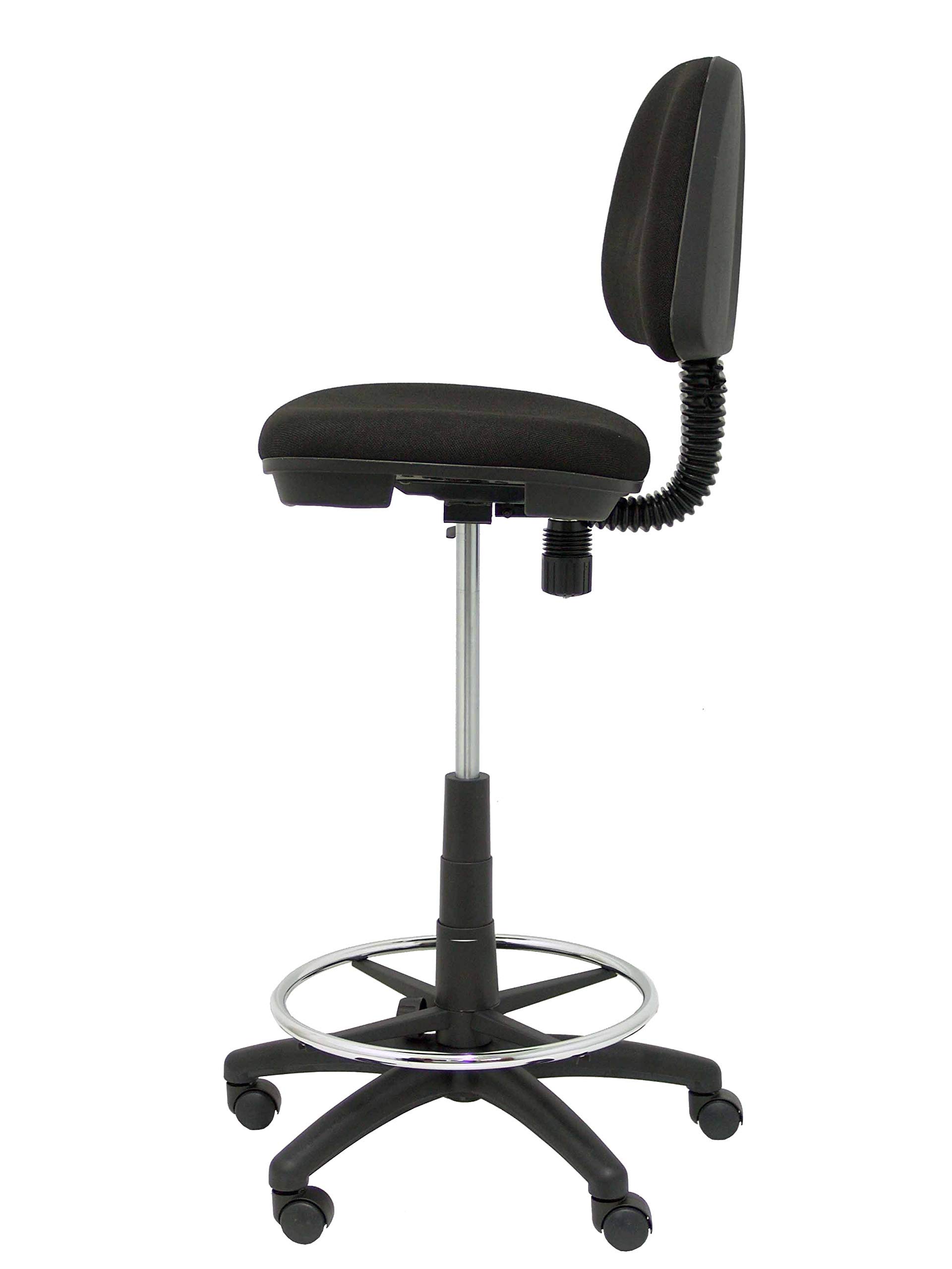 Piqueras y Crespo T12CL - Taburete ergonómico Giratorio y Regulable en Altura con aro reposapiés Cromado