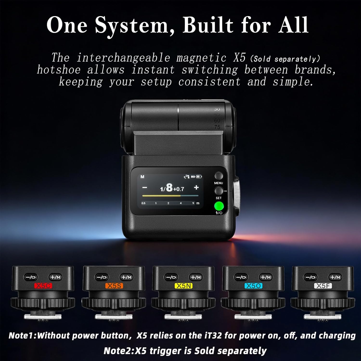 Godox IT32 Camera Flash-LCD Touchscreen Control,Flexible Flash Head,Built-in Reflector and Diffuser,LED Modeling Light,Compatible with Godox X5, X3, X2T, XPro, and XPro II Flash Triggers