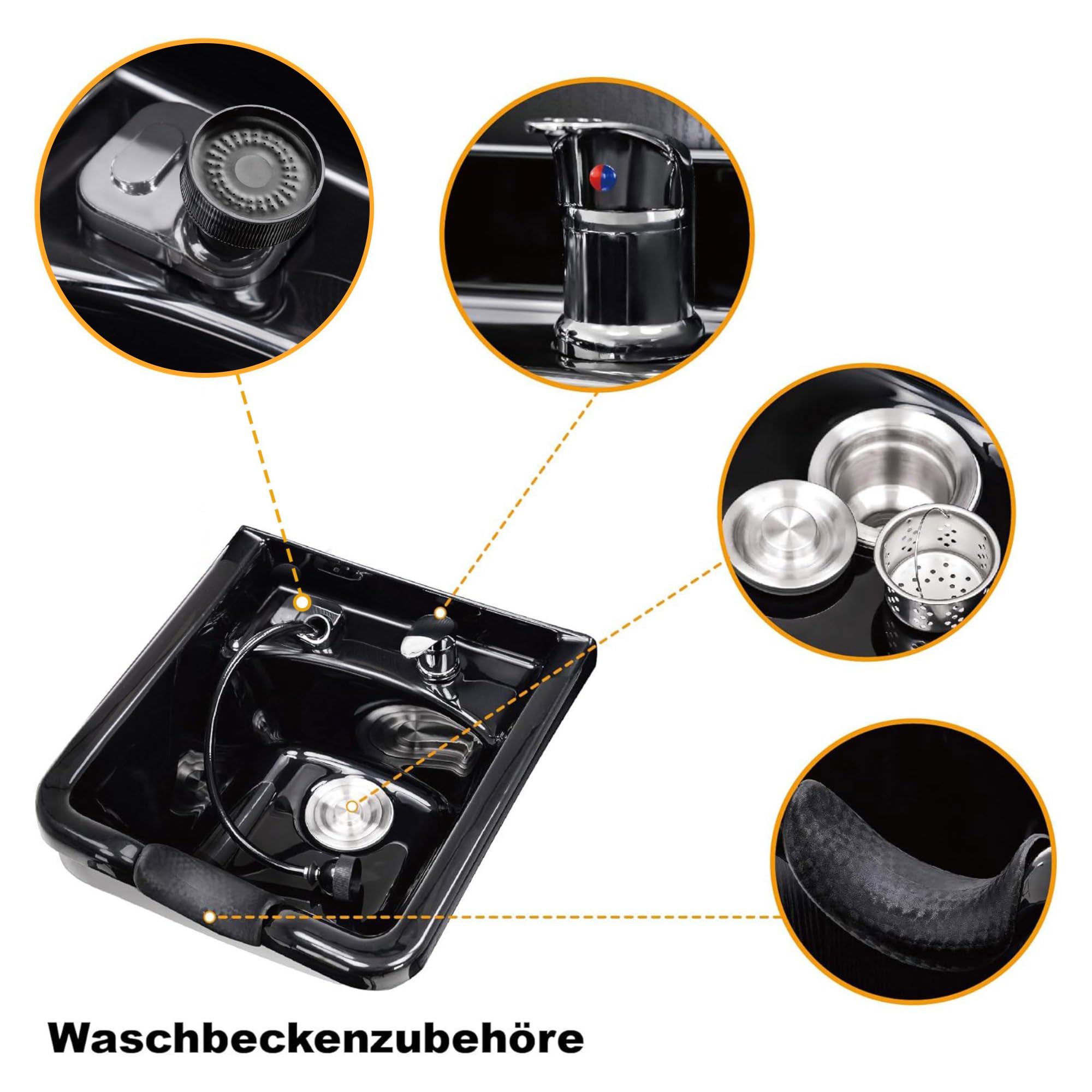 BarberPub - Lavabo profesional con lavacabezas invertido, sistema de lavado invertido sin silla, lugar de lavado para peluqueros, equipamiento de salón 7134