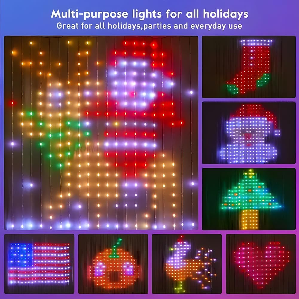 Smart LED Curtain Lights, RGB+IC Color Changing, 400 LEDs, 9.9x9.9ft 8 71SA3vH2pGL. AC SL1000