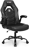 NEOCHAIR N-GEN Ergonomic Gaming Chair with Lumbar Support, Flip-Up Arms, Adjustable Height, PU Leather (Black)