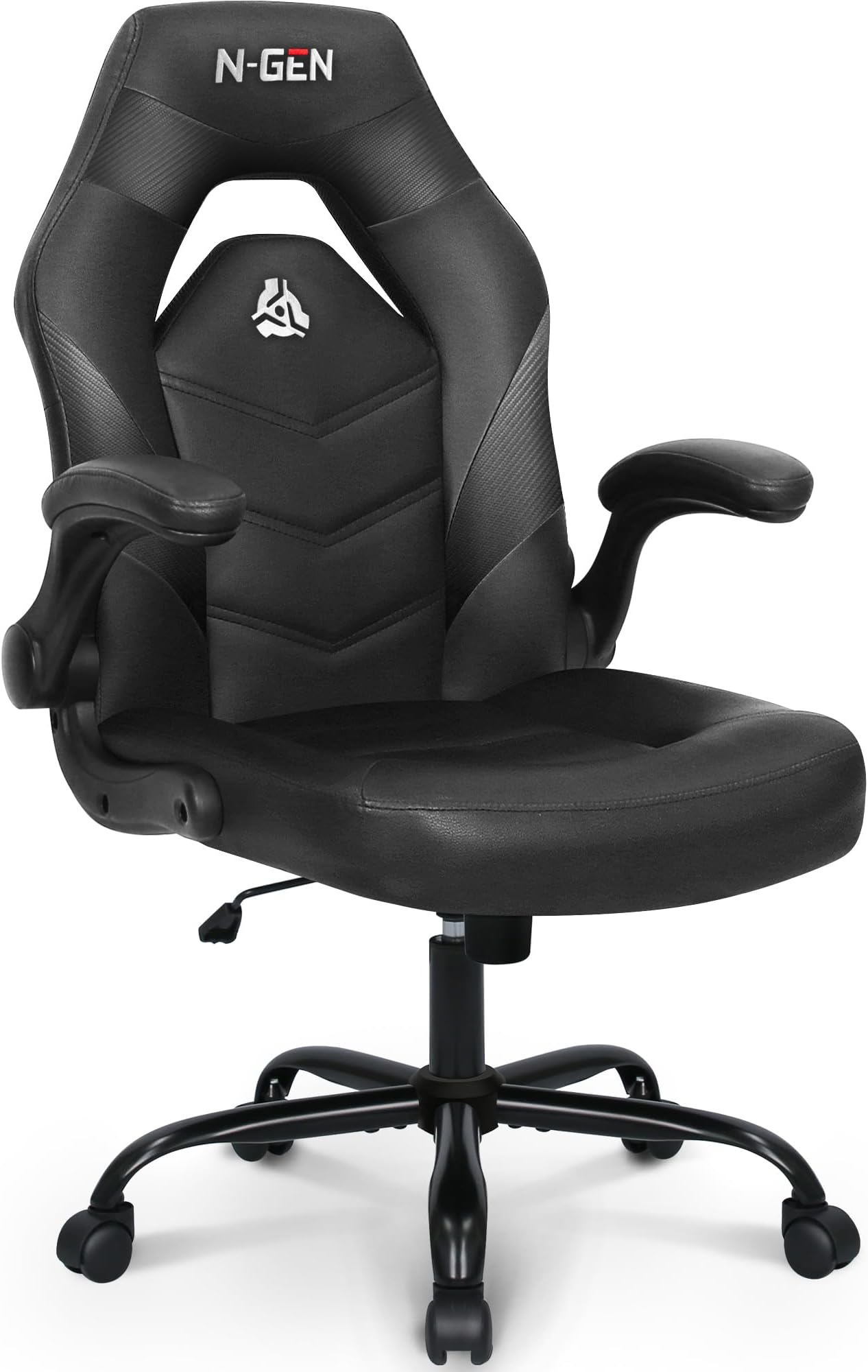NEO CHAIR N-GEN Video Gaming Computer Ergonomic Office Desk with Lumbar Support Flip Up Arms Adjustable Height Swivel PU Leather Executive with Wheels for Adults Women Men (Black)