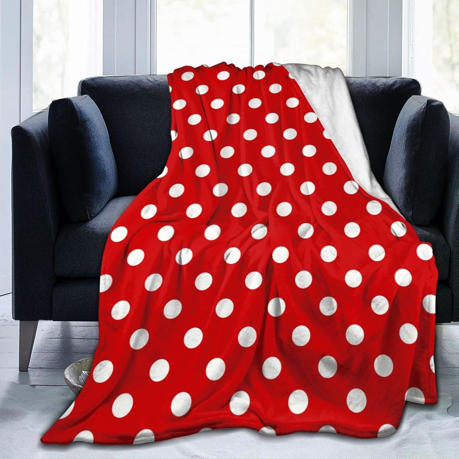 red polka dot throw