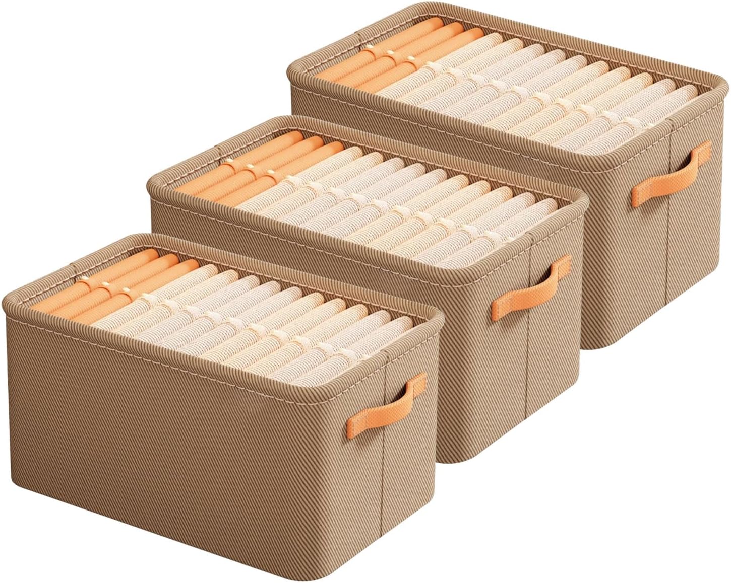 3 Pack Wardrobe Clothes Organizer with Steel Frame Stackable Foldable Drawer Closet Organizer with Handles for Clothes, Jeans, Pants, Sweaters, Dresses