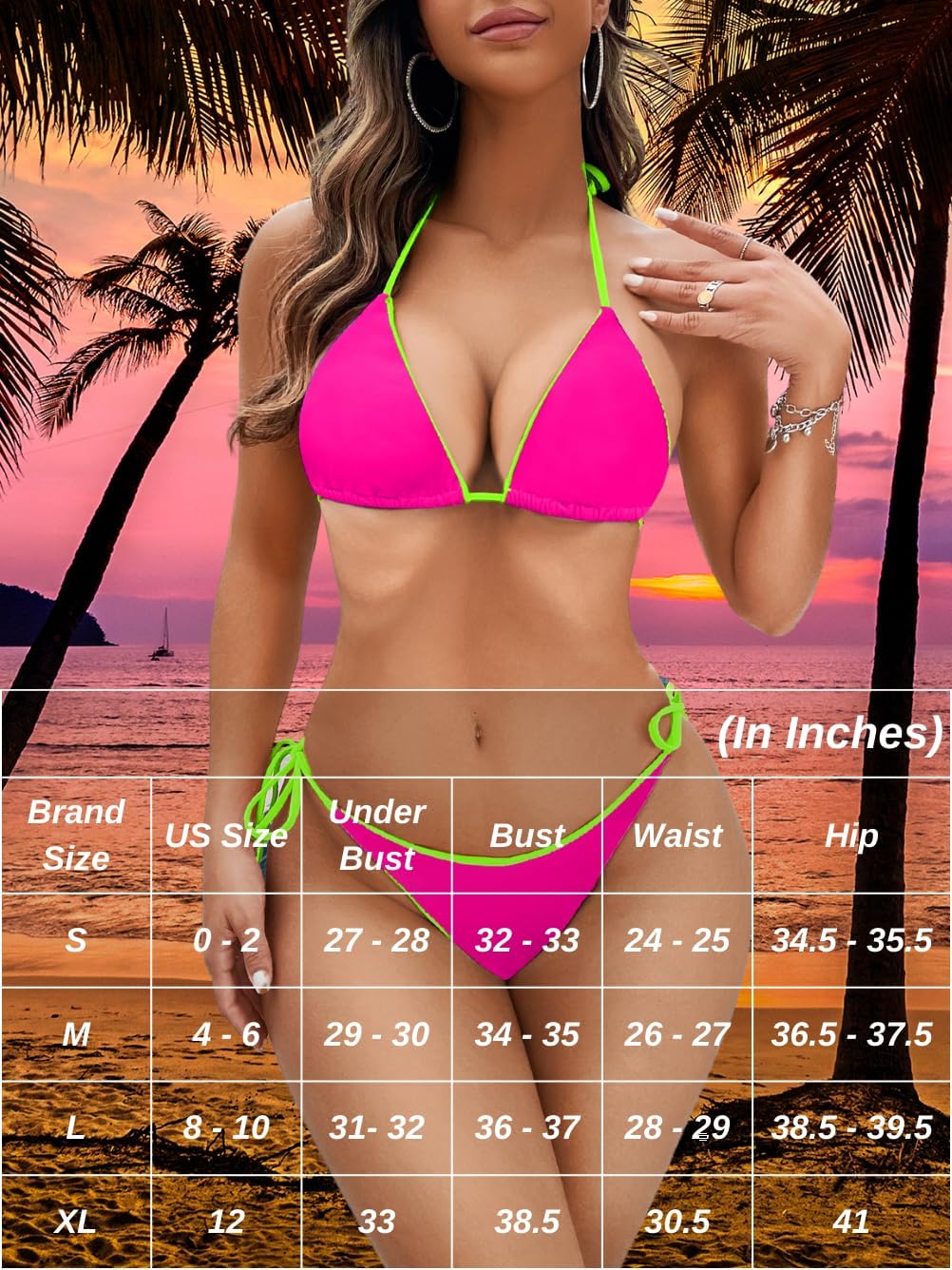 Pool Party Glitter Bikini, Neon Strap, Padded 2Pc Swimsuit Boudoir Shoot - Image 6