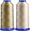 Selric [2400Yards  Beige  Khaki] Pack of 2 Tex 135 Bonded Nylon Thread for Leather Sewing 420D3 T135#138 Heavy Duty Upholstery Thread for Leather and Other Heavy Fabric
